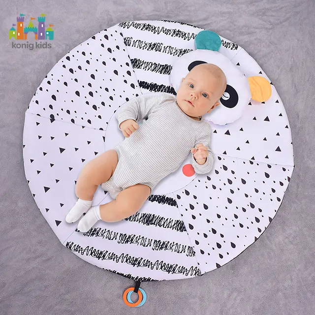 Baby Tummy Time Activity Play Mat Infant Round Soft Play Mat